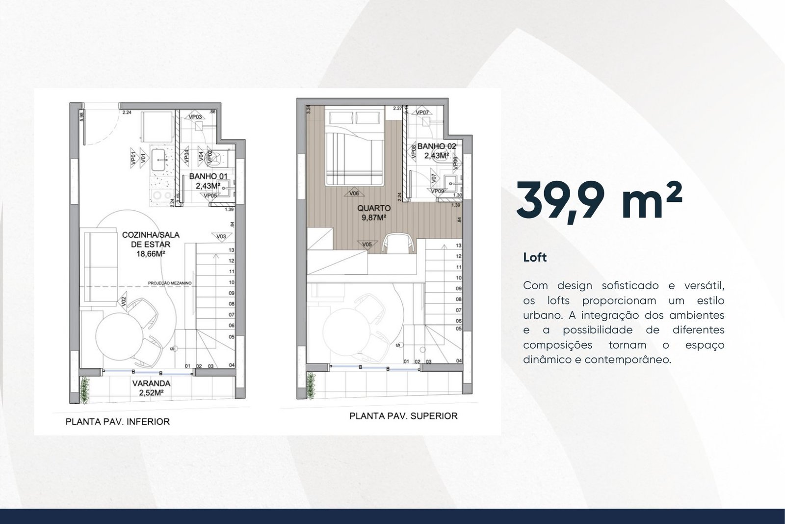 Planta do loft 39m2